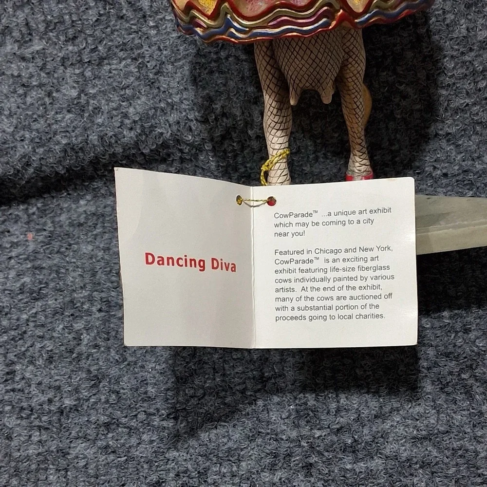 CowParade Dancing Diva Figurine Multi-Color Floral Tutu Cow Art Collectible 6